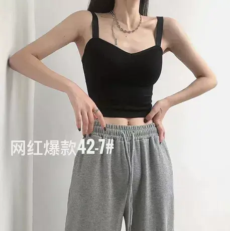 202121春夏吊带背心打底衫内搭ins欧美风外穿无钢圈带胸垫抹胸女图片