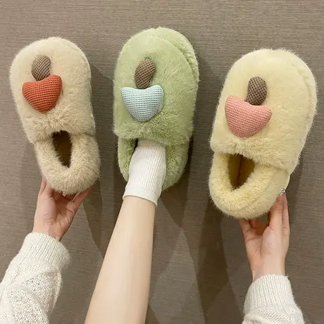 月子棉拖鞋女冬季厚底外穿可爱蘑菇室内居家防滑保暖毛绒包跟棉鞋图片