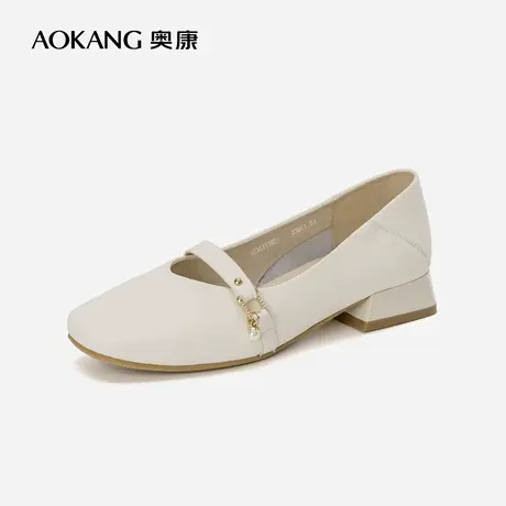 奥康女鞋 2023秋季新款玛丽珍单鞋复古粗跟浅口百搭休闲女士单鞋图片