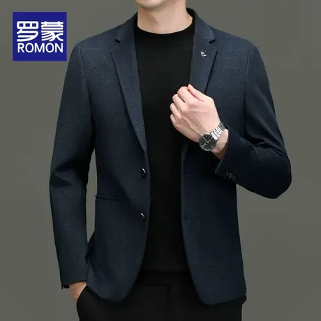 罗蒙休闲西装男款2024春季新款上衣春秋中年商务单件西服修身外套图片