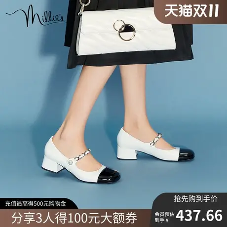 妙丽20商场同款漆牛皮复古玛丽珍女单鞋22452CQ2图片