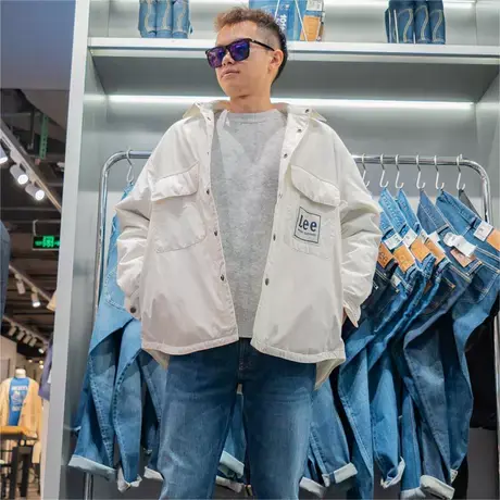 Lee商场同款23秋冬男士加棉夹克外套白色棉服LMT0062494DE-0005图片