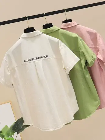 牛仔衬衫外套女夏季2023新款慵懒BF风宽松短款复古短袖上衣ins潮商品大图