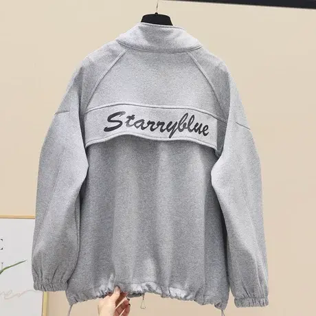 棒球服外套女春秋款欧洲站2023新款时尚宽松休闲大码开衫上衣潮款商品大图