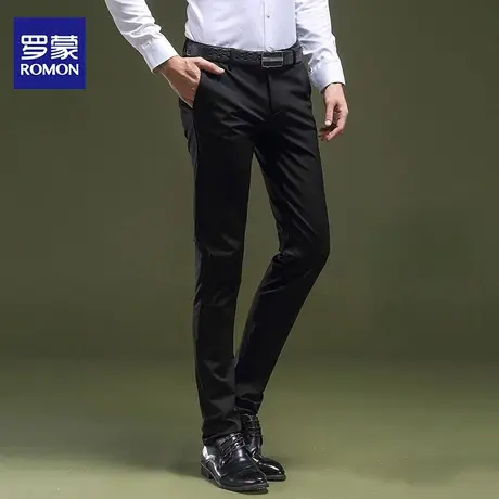 罗蒙休闲裤男士秋冬季新款商务修身小脚西装裤加绒保暖弹力西裤男商品大图