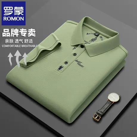罗蒙轻奢高端刺绣男士POLO衫夏季薄款短袖T恤休闲翻领半袖上衣N2Z图片
