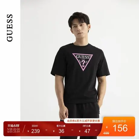 GUESS男女同款撞色设计经典倒三角LOGO短袖T恤-MN2K9406K商品大图