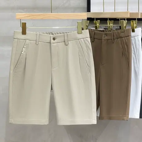 轻奢短裤男夏季薄款男裤子商务高级感五分西裤男士休闲裤2023新款图片