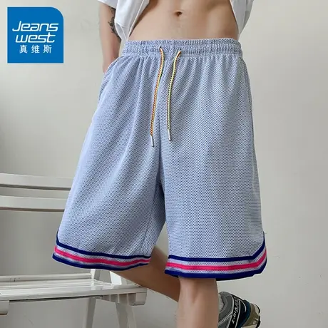 N5真维斯运动短裤男2025夏季新款网眼宽松篮球裤潮牌外穿五分裤子图片