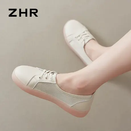 ZHR透气小白鞋女2025新款夏季网眼薄款凉鞋平底休闲鞋软底女鞋轻商品大图