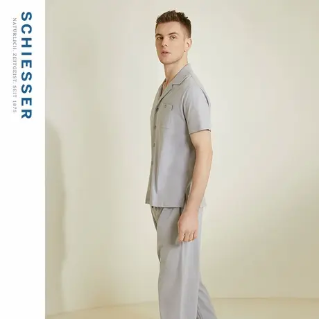 SCHIESSER舒雅纯棉平纹仿丝光棉小翻领男士睡衣家居服套装20309H图片