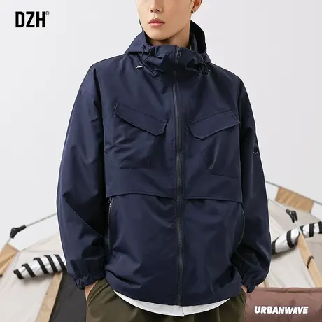 男士冲锋衣连帽防风工装外套男春秋潮牌宽松百搭上衣2023新款夹克商品大图