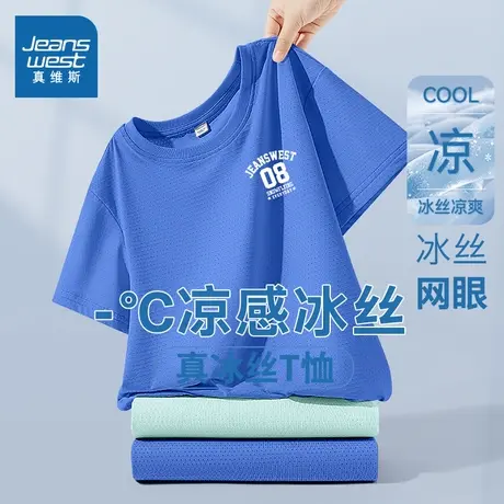 真维斯童装儿童t恤短袖2025新款中大童网眼透气上衣男童速干衣薄商品大图