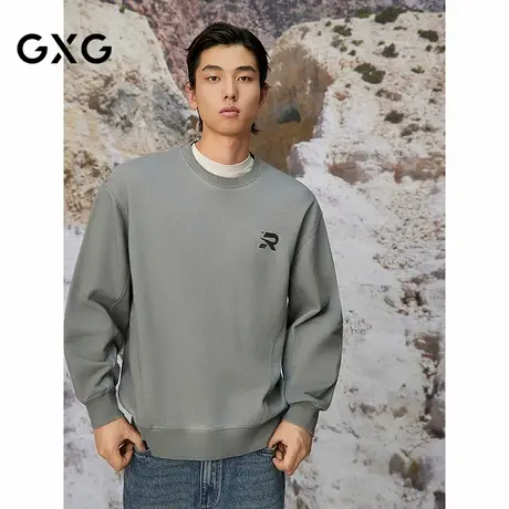 GXG男装 圆领字母印花分割线卫衣通勤长袖上衣 2025春季新品商品大图