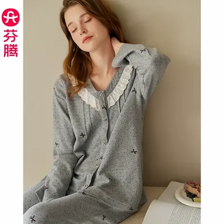 芬腾睡衣女春秋季纯棉长袖2025新款抗菌套装女款休闲可外穿家居服商品大图