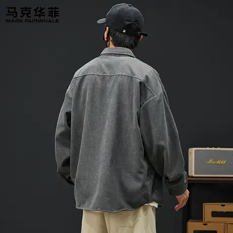 马克华菲春秋季灯芯绒衬衫男士长袖宽松商务休闲衬衣上衣2025新款图片