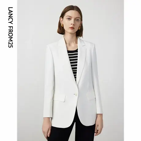 朗姿设计感气质高级感白色西服外套女2024年春季新款通勤职业西装商品大图