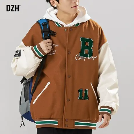 青少年拼色棒球服外套男春秋款高级感痞帅2023年新款美式刺绣夹克商品大图