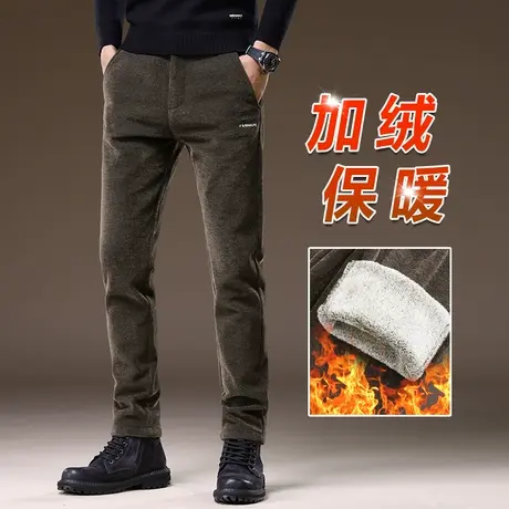 冬季加绒加厚抗寒防风休闲裤子秋冬款男士保暖商务西裤2023年新款商品大图