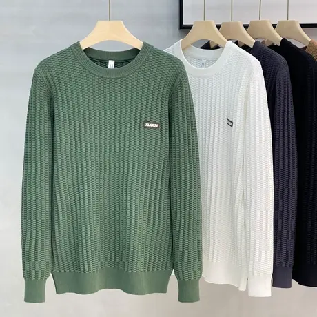 抗起球秋冬季毛衣男圆领新款潮流针织打底衫保暖编织针法男士毛衫图片