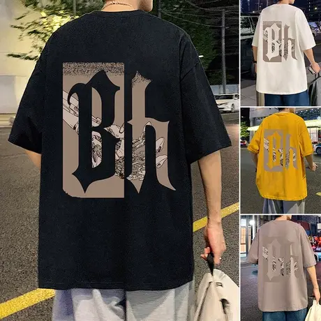 短袖T恤男夏季纯棉高街港风宽松2024新款美式潮牌男装半袖体恤衫T商品大图