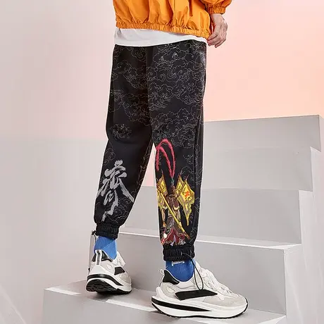 木村三社SANSYAS 国潮齐天大圣黑色休闲裤子男ins潮流百搭秋冬款商品大图