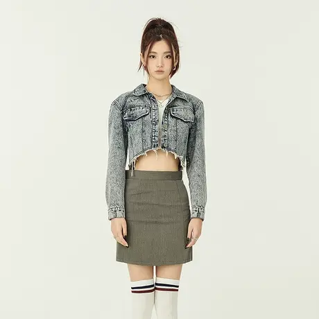 YEP短款牛仔外套女春秋设计感小众复古小个子上衣小众设计感夹克商品大图