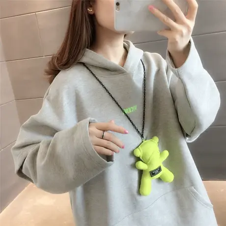 2023年春秋新款韩版时尚宽松连帽卫衣女学生外穿百搭时尚薄款上衣图片