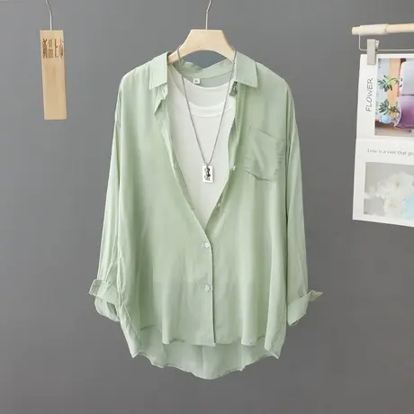 轻薄防晒衬衫女设计感小众2024夏季新款宽松长袖衬衣外套薄款上衣图片