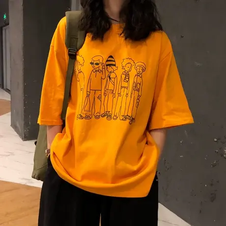 半袖女2024夏季韩版短袖t恤女宽松百搭chic港味上衣服ins时尚洋气商品大图