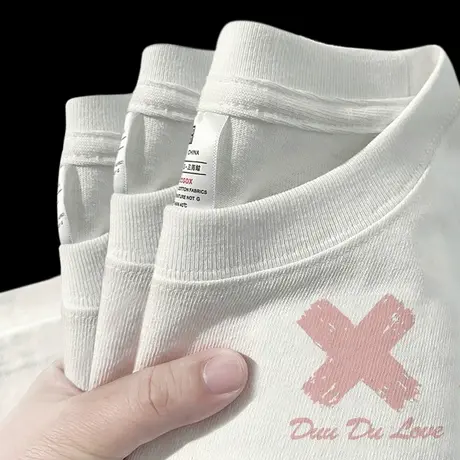 仿棉白色短袖T恤女2023夏季新款宽松大码女装设计感小众上衣ins潮商品大图