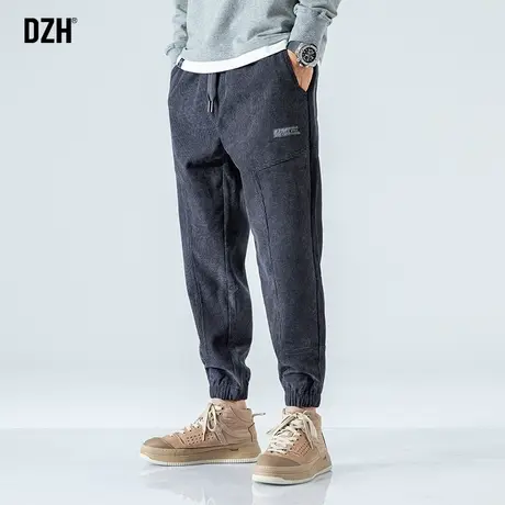 男士灰色束脚休闲裤春夏款宽松华夫格运动裤美式工装裤新款长裤子商品大图