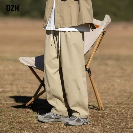 男士阔腿裤美式卡其色工装裤男秋季裤子男裤日系坠感休闲长裤男款商品大图