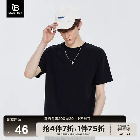 Lilbetter男士T恤夏季纯棉半袖休闲体恤韩版纯色百搭简约LB短袖男商品大图