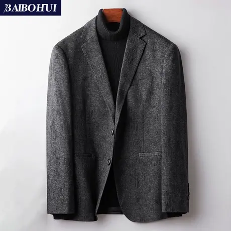 呢子休闲西服男士单件上衣秋冬新款时尚韩版商务小西装外套男修身图片