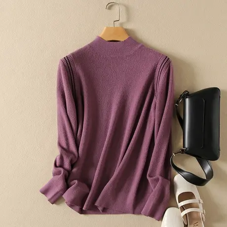 半高领毛衣女春装内搭新款韩版宽松套头加厚百搭长袖针织打底衫女商品大图