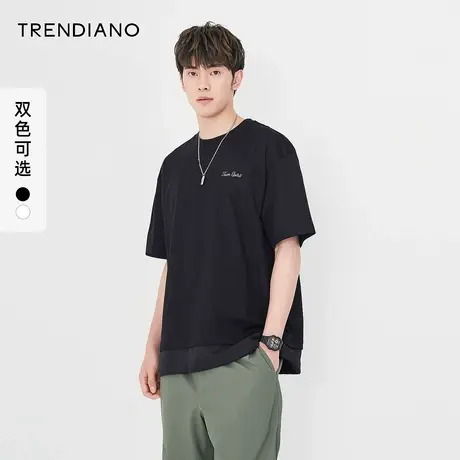 TRENDIANO潮牌狂热杯系列宽松T恤男秋季新款简约字母刺绣短袖商品大图