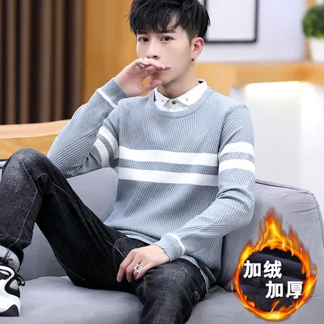 港士博男士修身打底衫高领毛衣纯色针织衫加绒韩版毛线半衫加厚潮图片