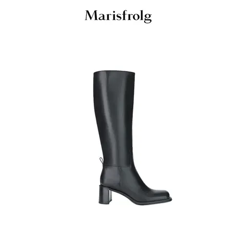 【商场同款】玛丝菲尔年冬季新款黑色牛皮革时尚百搭长筒靴子商品大图