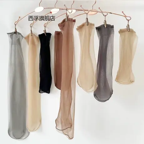 夏季超薄中筒短筒丝袜子0D小腿袜脚尖透明无痕全透气冰丝凉爽商品大图