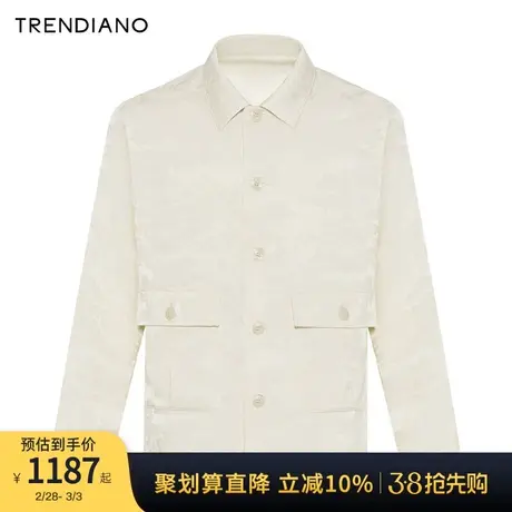 TRENDIANO上河图薄提花翻领外套2024年春季新款国风图案上衣男图片