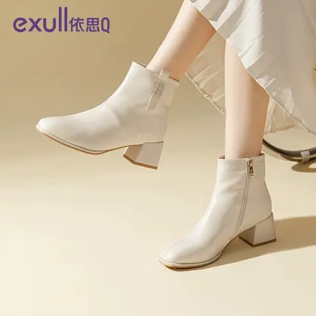 依思q马丁靴女短靴2023秋冬季新款英伦风切尔西瘦瘦靴时装单靴子商品大图