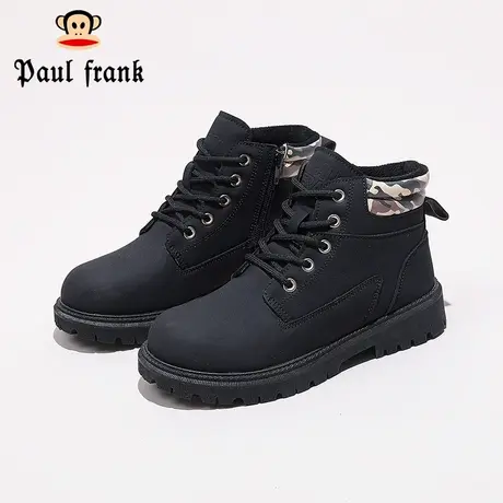 大嘴猴女鞋黑色马丁靴女款2023新款冬季加绒保暖英伦风工装短靴子商品大图