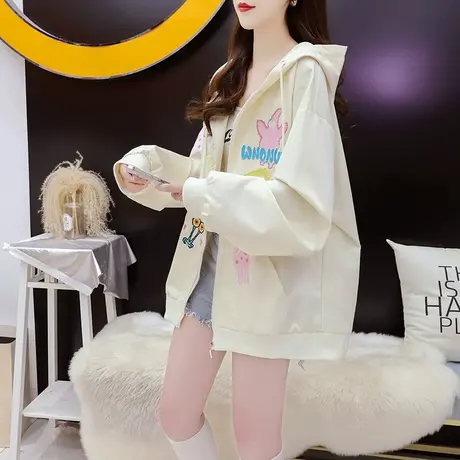 宽松休闲连帽工装外套女2023新款秋冬时尚洋气减龄网红设计感上衣图片