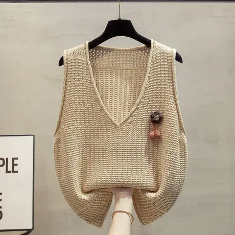 v领针织马甲背心女2023秋装新款宽松外穿马夹叠穿外搭毛衣坎肩潮图片