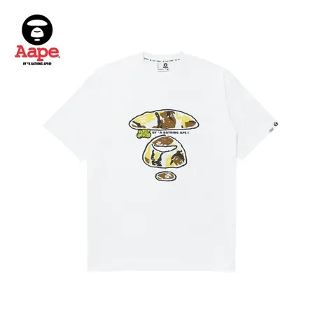 Aape旗舰店男装秋冬猿颜迷彩字母图案印花休闲宽松短袖T恤1389XXL商品大图