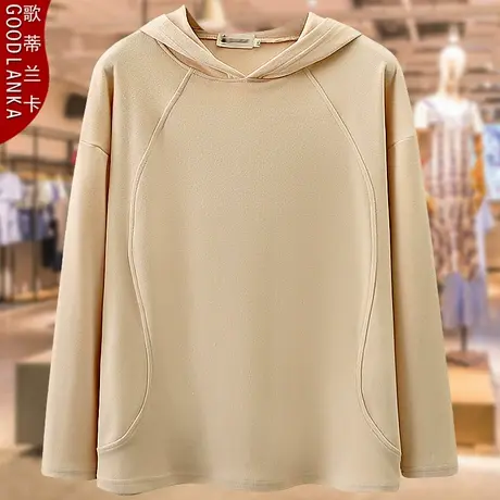 加肥加大码中年胖妈妈秋装德绒上衣宽松洋气连帽薄款休闲卫衣外套商品大图