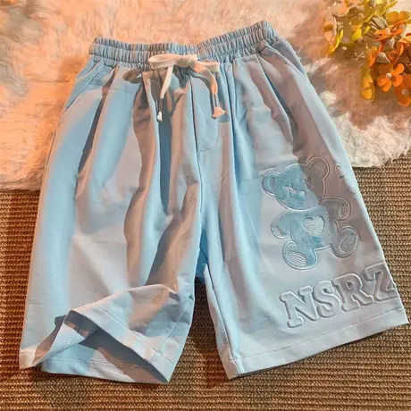 运动短裤女夏季薄款休闲高腰宽松直筒显瘦外穿阔腿五分中裤潮ins商品大图