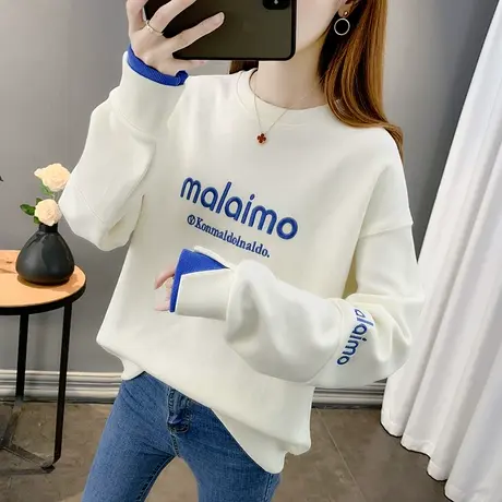 小个子卫衣女秋冬韩版宽松大码百搭学生加绒加厚假两件上衣外套潮图片