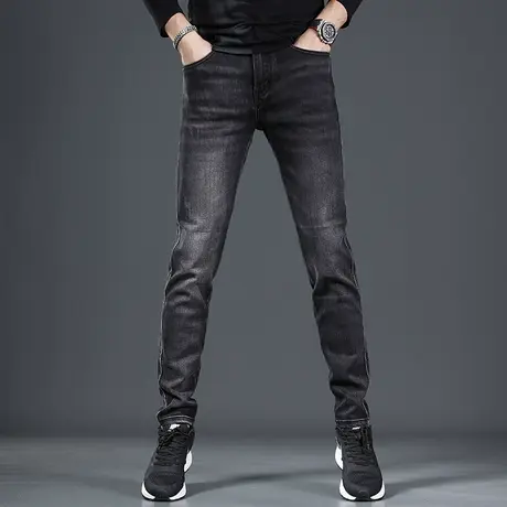 秋季牛仔裤男款修身小脚高端品质潮牌2022年新款弹力休闲男士裤子商品大图